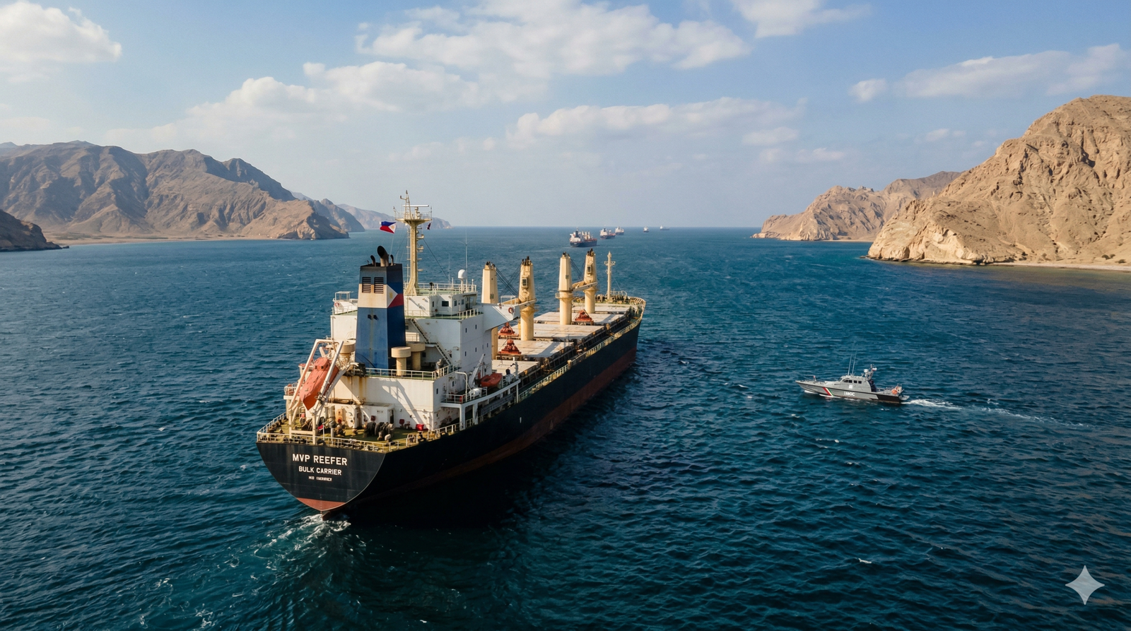 Philippine cargo ship transiting strait of hormuz